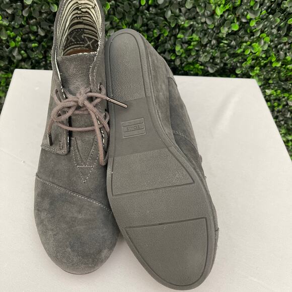 TOMS, Grey Suede Leather Wedge Booties, Women’s Size 11 - Picture 7 of 7